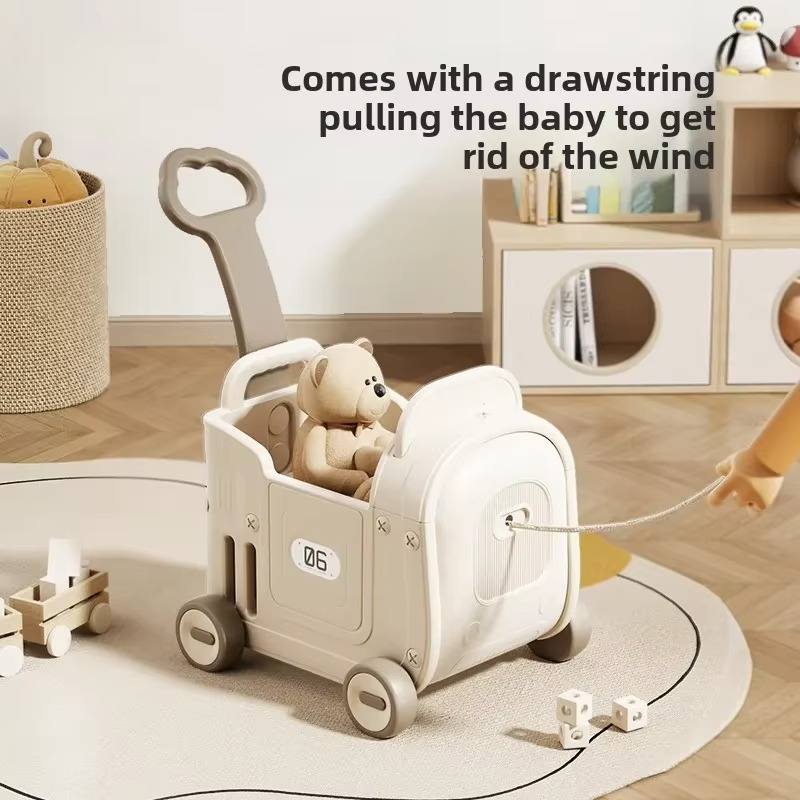 Ultra-large Capacity Baby Walker with Wheel , Baby Stroller with Push Rod, Game Cart Anti O-legs Anti-rollover Walker for Baby