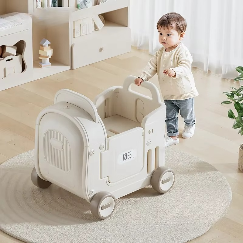 Ultra-large Capacity Baby Walker with Wheel , Baby Stroller with Push Rod, Game Cart Anti O-legs Anti-rollover Walker for Baby