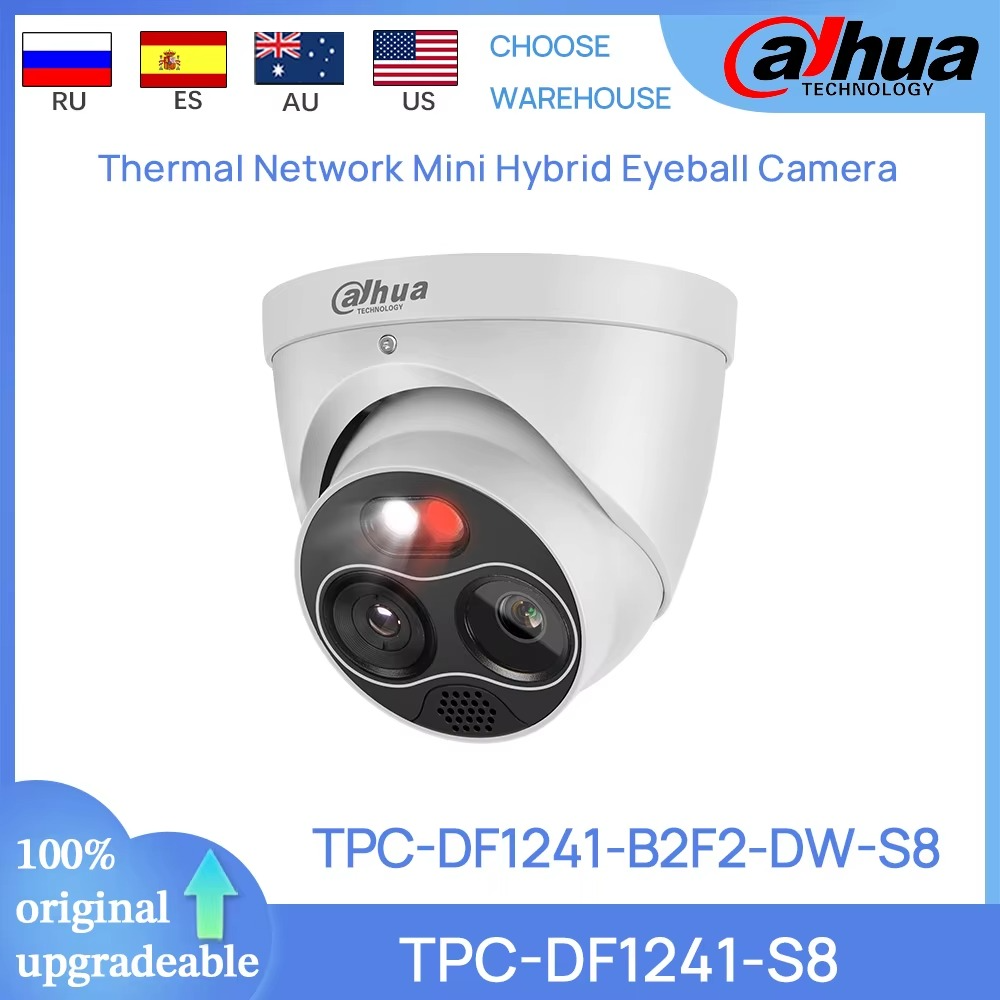 Dahua Thermal Camera TPC-DF1241-S8 TPC-DF1241-B2F2-DW-S8 2mm 4MP Network Mini Hybrid Eyeball PoE IP Camera Tripwire Intrusion