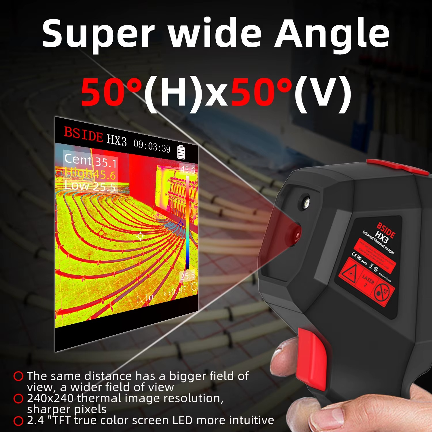 BSIDE Handheld Thermal Imaging Camera Industrial HX3 -20-550C HD Resolution PCB Pipe Inspection Fire Safety Thermal Imager
