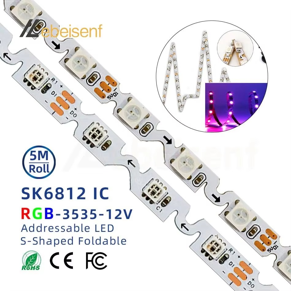 SM Narrow 6mm SK6812 WS2812 5V 12V FPC S-Type 60 84 Leds/m SMD 3535 5050 RGB Pixel IC Bendable Addressable LED Strip Light Tape