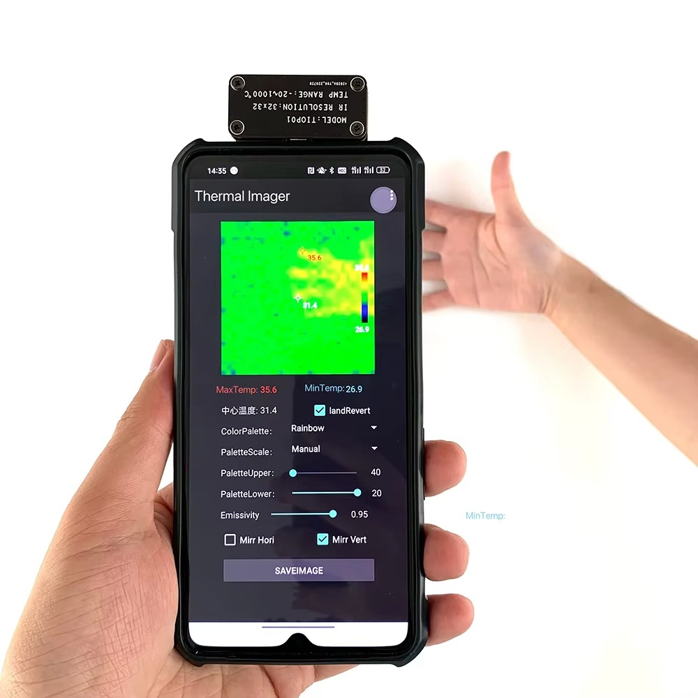 Android mobile phone thermal imager 32*32 resolution Type-C interface temperature measurement tool thermal imager