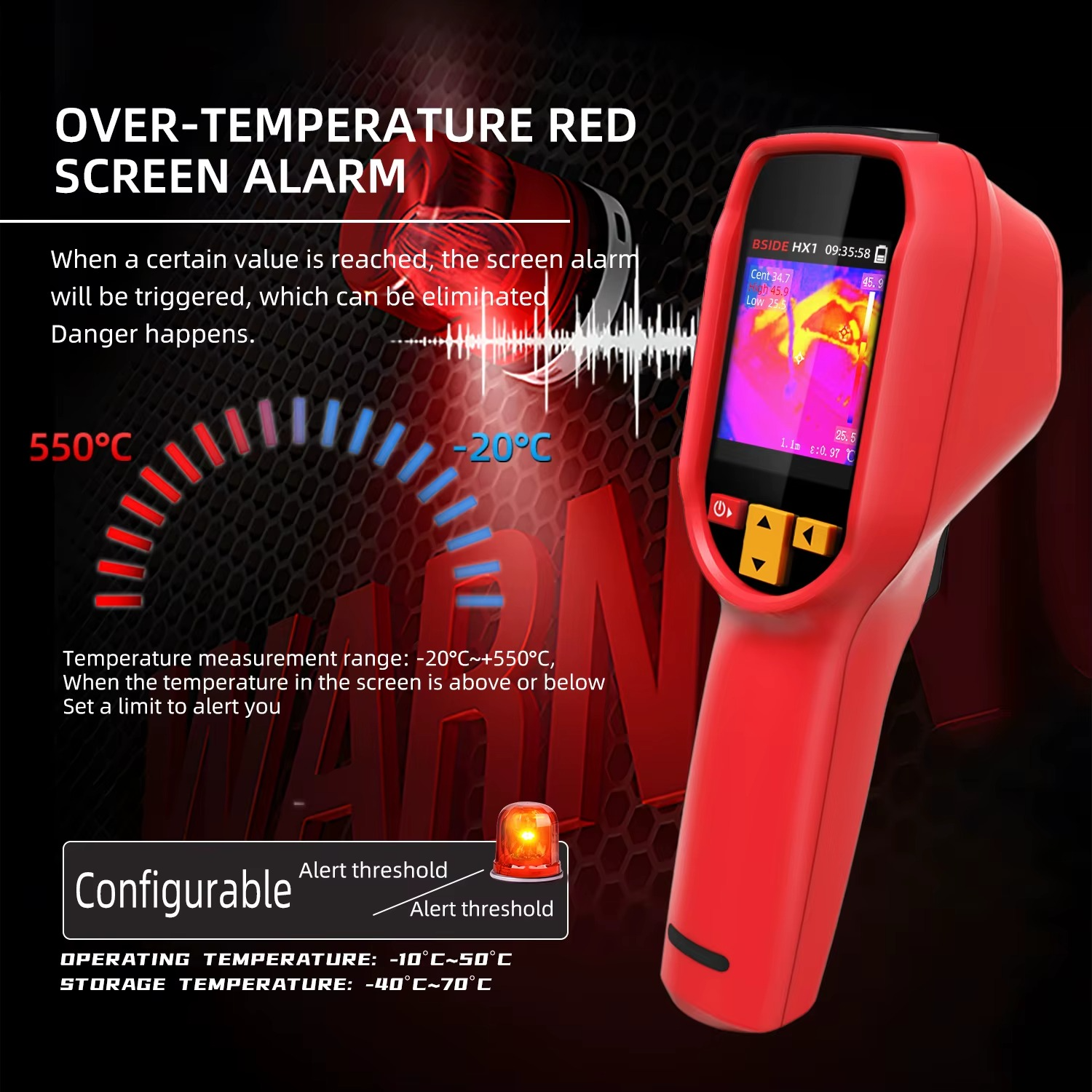 BSIDE Thermal Imaging Camera HX1 Handheld Industrial -20-550C HD Resolution PCB Pipe Inspection Fire Safety Thermal Imager