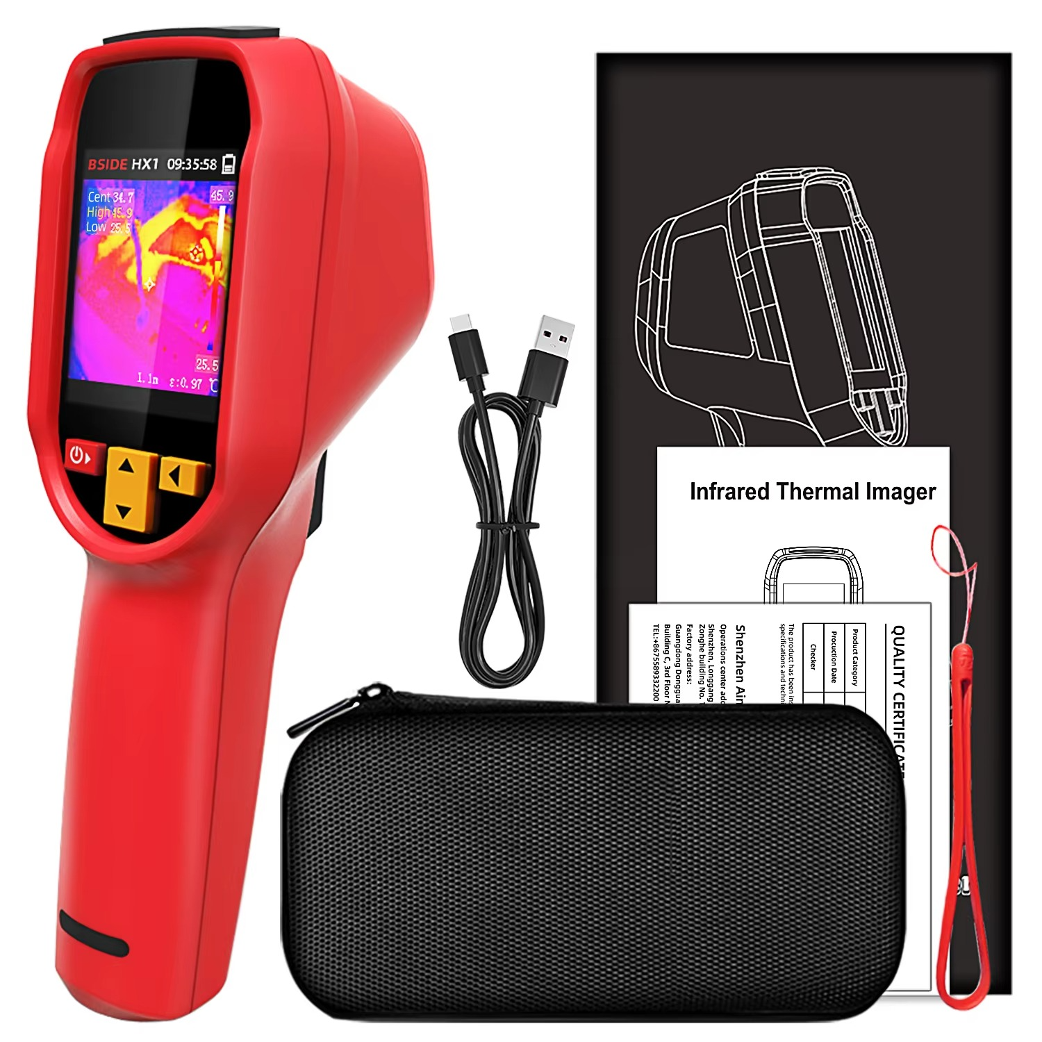 BSIDE Thermal Imaging Camera HX1 Handheld Industrial -20-550C HD Resolution PCB Pipe Inspection Fire Safety Thermal Imager