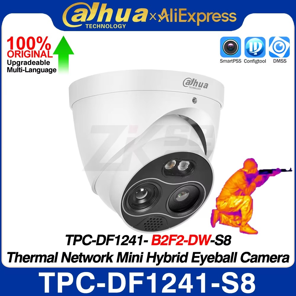 Dahua TPC-DF1241-S8 TPC-DF1241-B2F2-DW-S8 Thermal Camera 256*192 2mm Network Mini Hybrid Eyeball PoE IP Camera 4MP 2mm Alarm