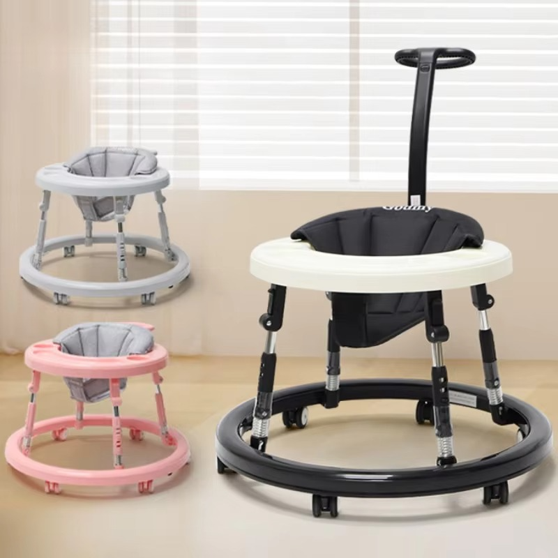Portable Baby Walker Children's Walking Stroller Adjustable Seat Height Foldable Children's Walking Stroller 2-in-1 Armrest