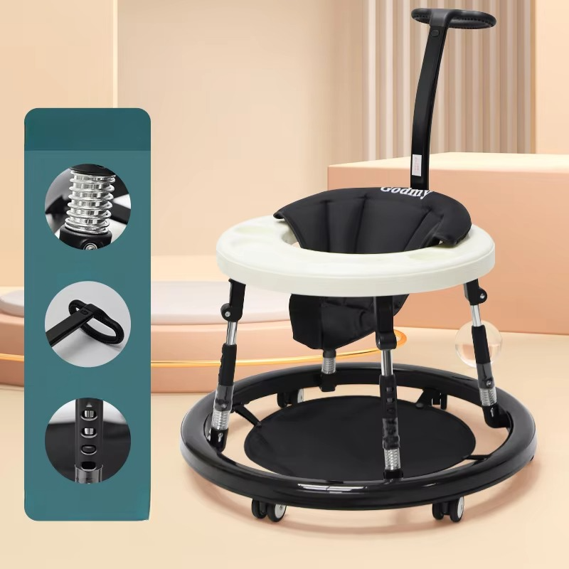 Portable Baby Walker Children's Walking Stroller Adjustable Seat Height Foldable Children's Walking Stroller 2-in-1 Armrest