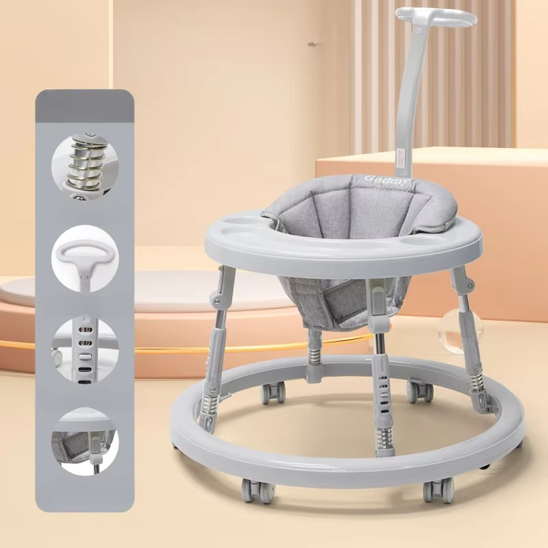 Portable Baby Walker Children's Walking Stroller Adjustable Seat Height Foldable Children's Walking Stroller 2-in-1 Armrest