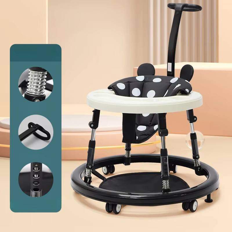 Portable Baby Walker Children's Walking Stroller Adjustable Seat Height Foldable Children's Walking Stroller 2-in-1 Armrest