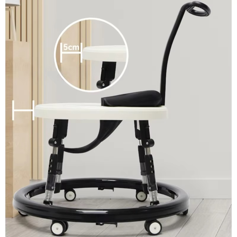 Portable Baby Walker Children's Walking Stroller Adjustable Seat Height Foldable Children's Walking Stroller 2-in-1 Armrest