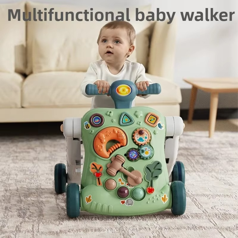 3 in1 Multifunctional Musical Baby Stroller & Walker Foldable Hand-Slide Learning Toy with Anti-Tip Design with LED Lights