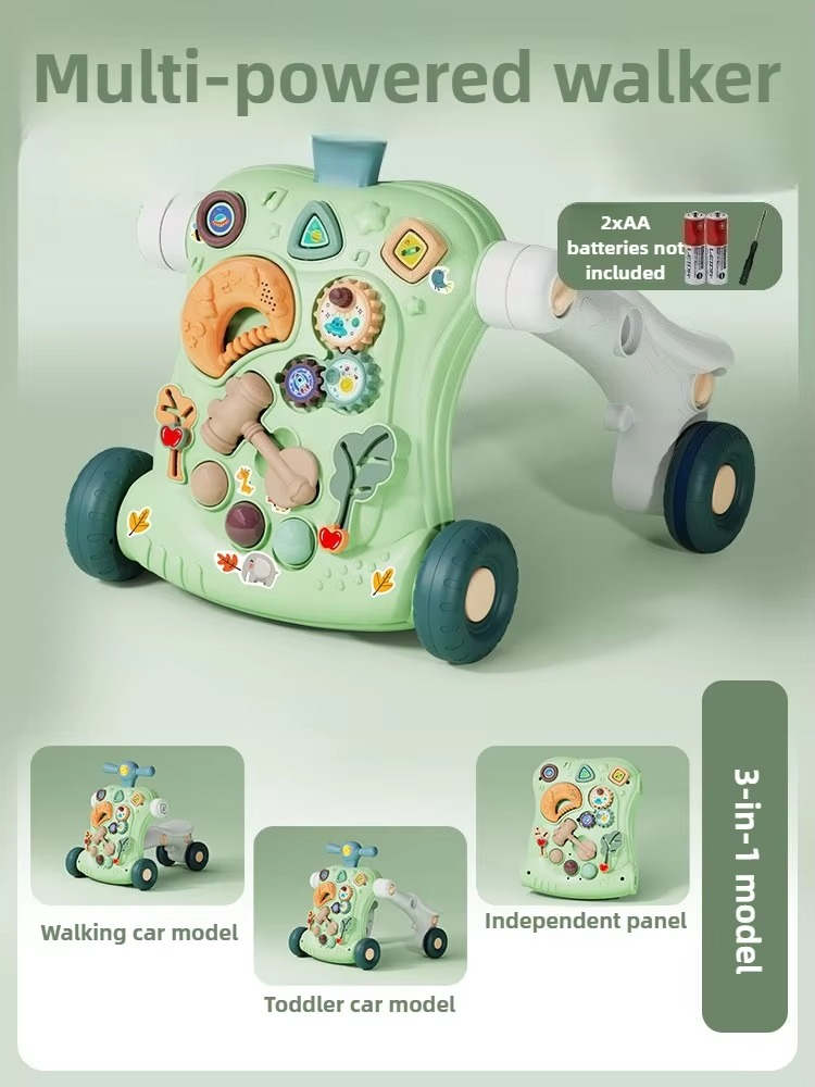3 in1 Multifunctional Musical Baby Stroller & Walker Foldable Hand-Slide Learning Toy with Anti-Tip Design with LED Lights
