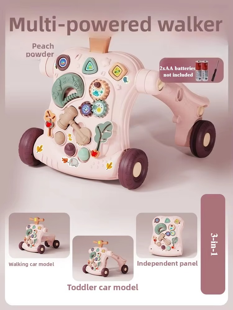 3 in1 Multifunctional Musical Baby Stroller & Walker Foldable Hand-Slide Learning Toy with Anti-Tip Design with LED Lights