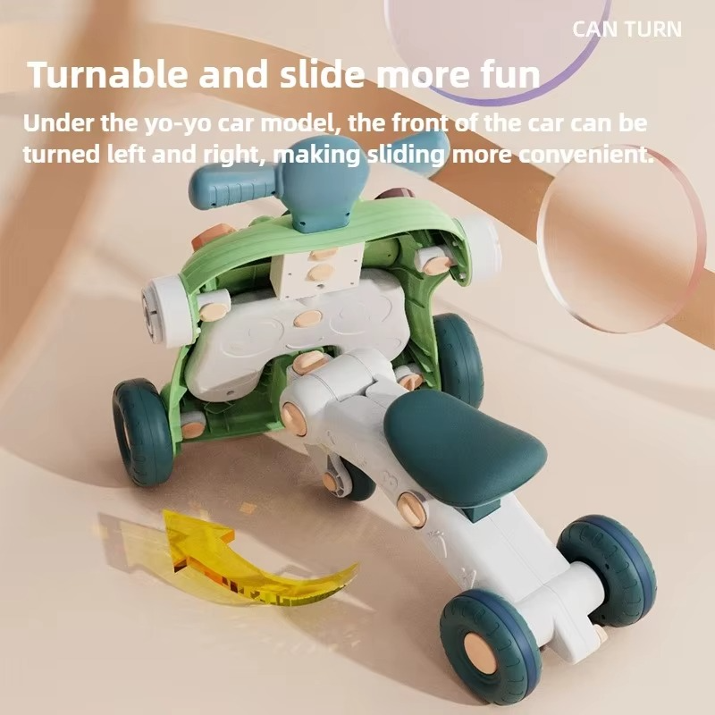 3 in1 Multifunctional Musical Baby Stroller & Walker Foldable Hand-Slide Learning Toy with Anti-Tip Design with LED Lights