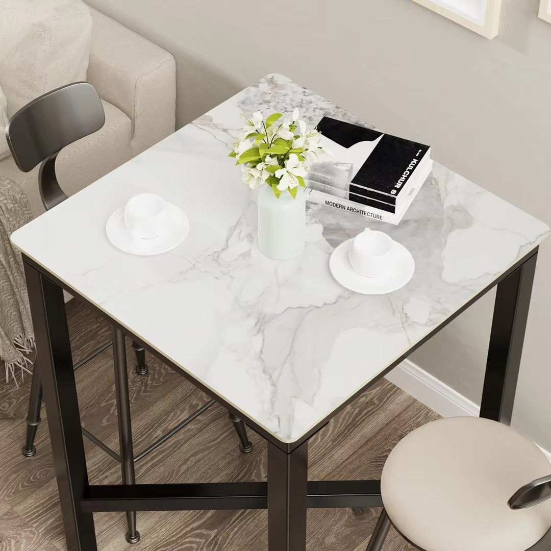41.4'' Tall Industrial Square Pub Table | Sintered Stone Top Dining Table | Modern Home/Bar/Office Furniture