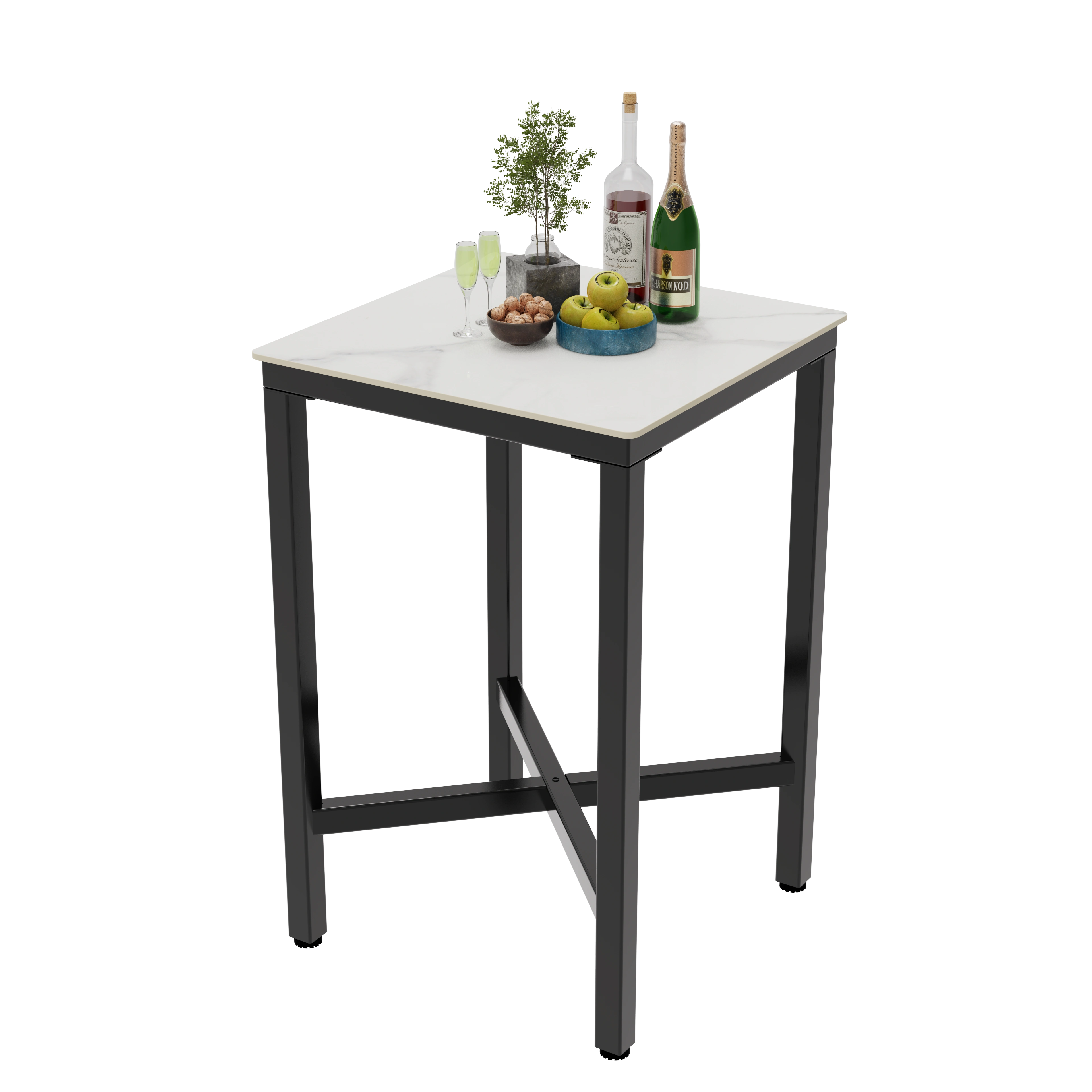 41.4'' Tall Industrial Square Pub Table | Sintered Stone Top Dining Table | Modern Home/Bar/Office Furniture