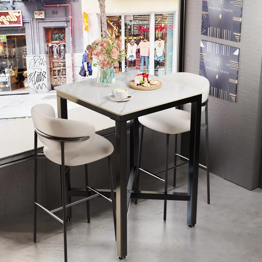 41.4'' Tall Industrial Square Pub Table | Sintered Stone Top Dining Table | Modern Home/Bar/Office Furniture