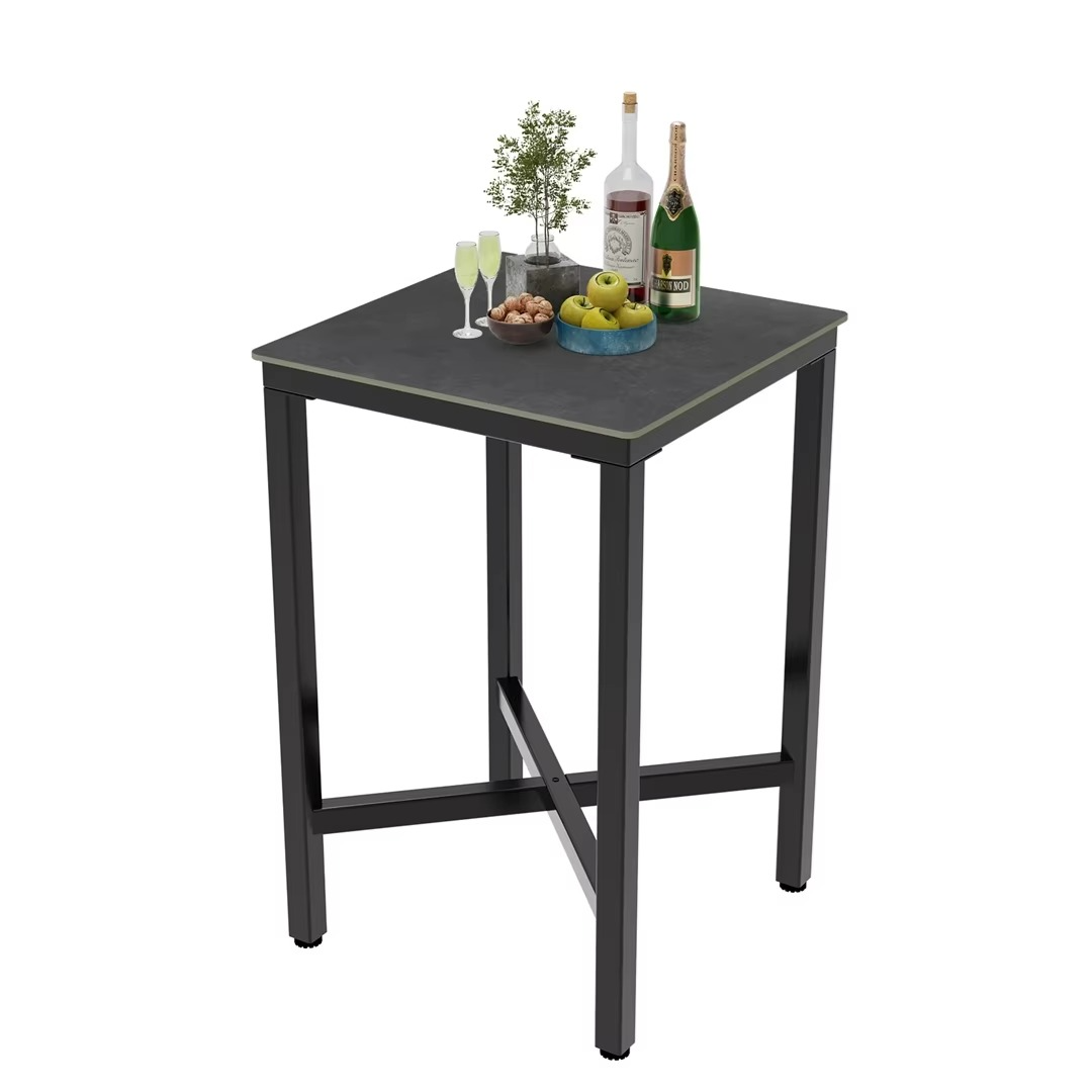 41.4'' Tall Industrial Square Pub Table | Sintered Stone Top Dining Table | Modern Home/Bar/Office Furniture
