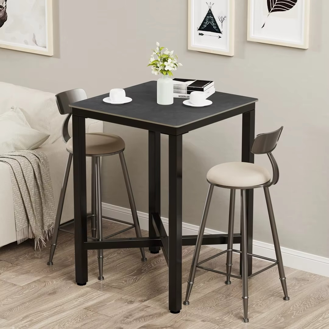 41.4'' Tall Industrial Square Pub Table | Sintered Stone Top Dining Table | Modern Home/Bar/Office Furniture
