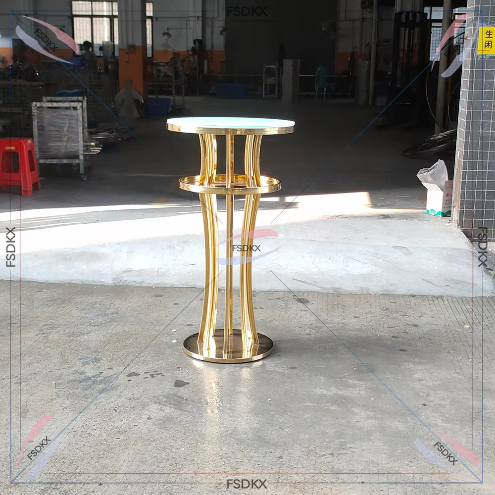 Luxury Shiny Gold Stainless Steel Party Wedding Outdoor Indoor Bar Table