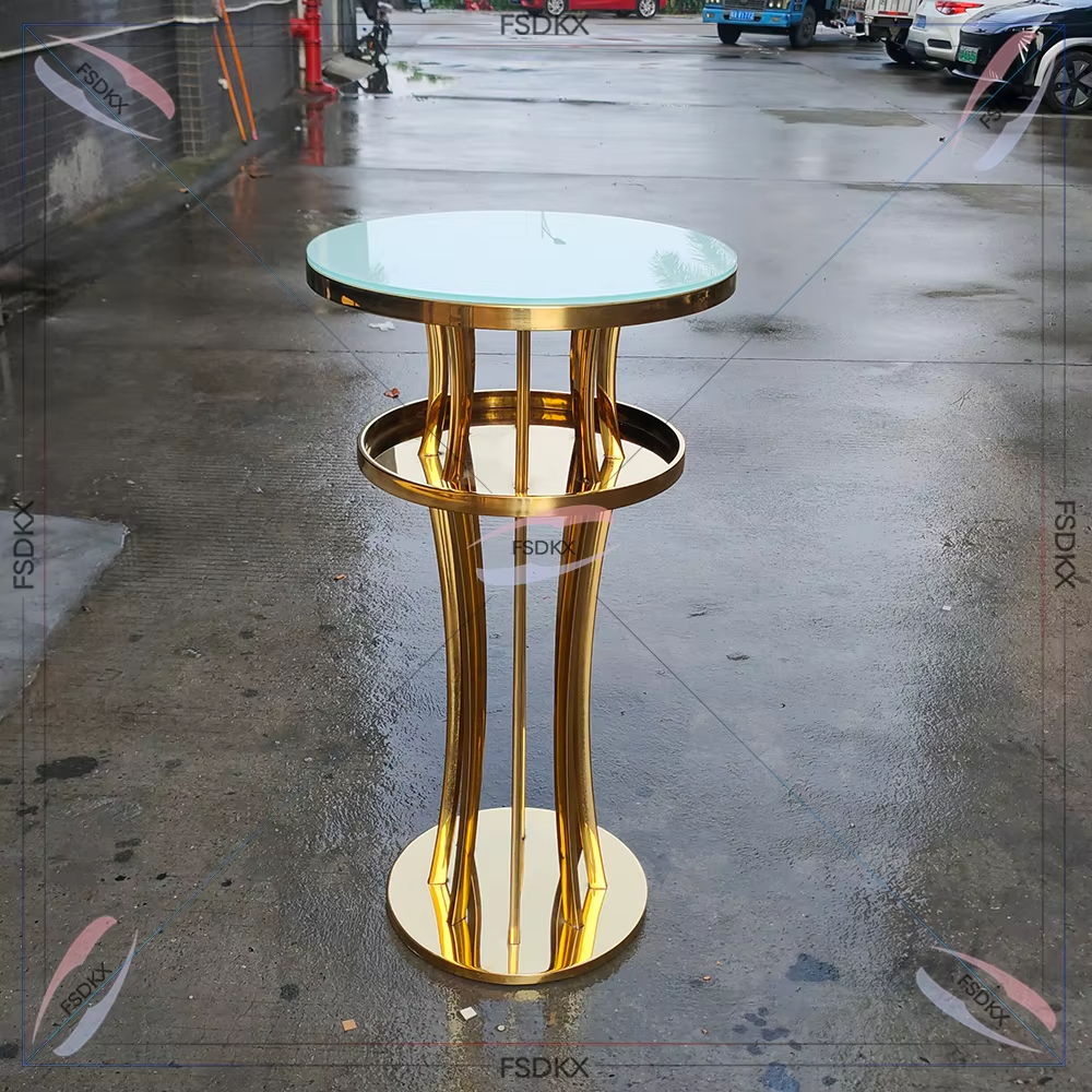 Luxury Shiny Gold Stainless Steel Party Wedding Outdoor Indoor Bar Table