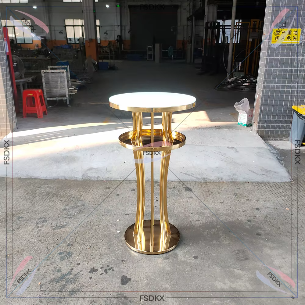 Luxury Shiny Gold Stainless Steel Party Wedding Outdoor Indoor Bar Table