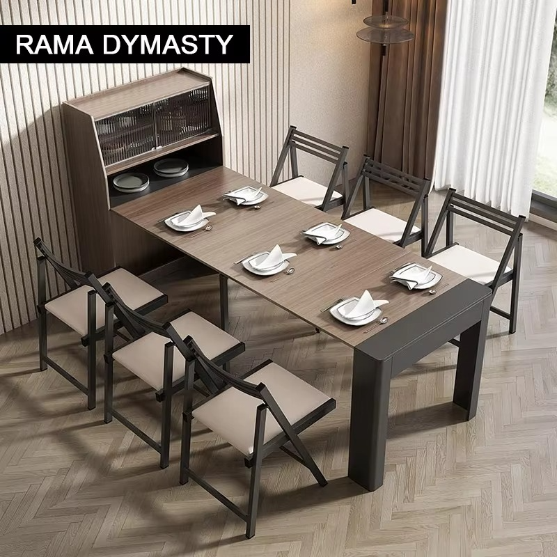 Multifunctional Dining Table Expandable Dining Table Storage Space Saving Rectangular Dining Table