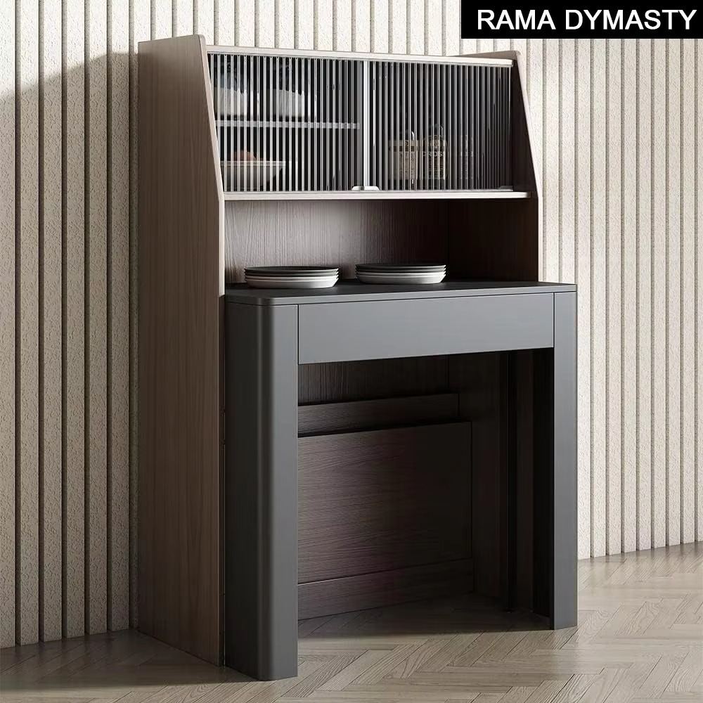 Multifunctional Dining Table Expandable Dining Table Storage Space Saving Rectangular Dining Table