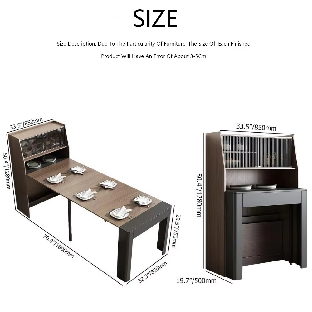 Multifunctional Dining Table Expandable Dining Table Storage Space Saving Rectangular Dining Table