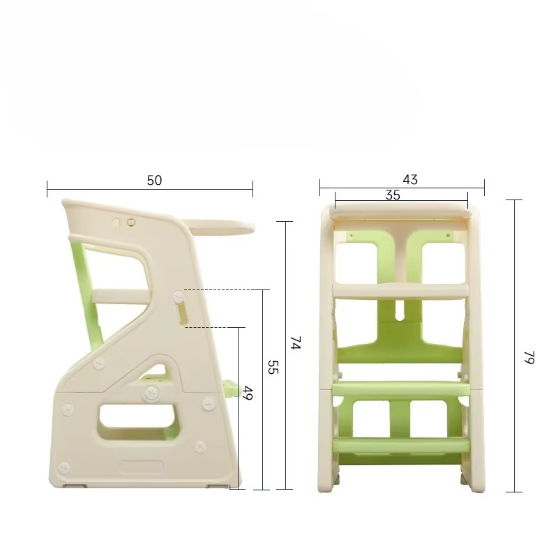 5Position Convertible High Chair Adjustable Reclining Baby Feeding Seat with Tray Footrest Certified by ASTM Safety Standards