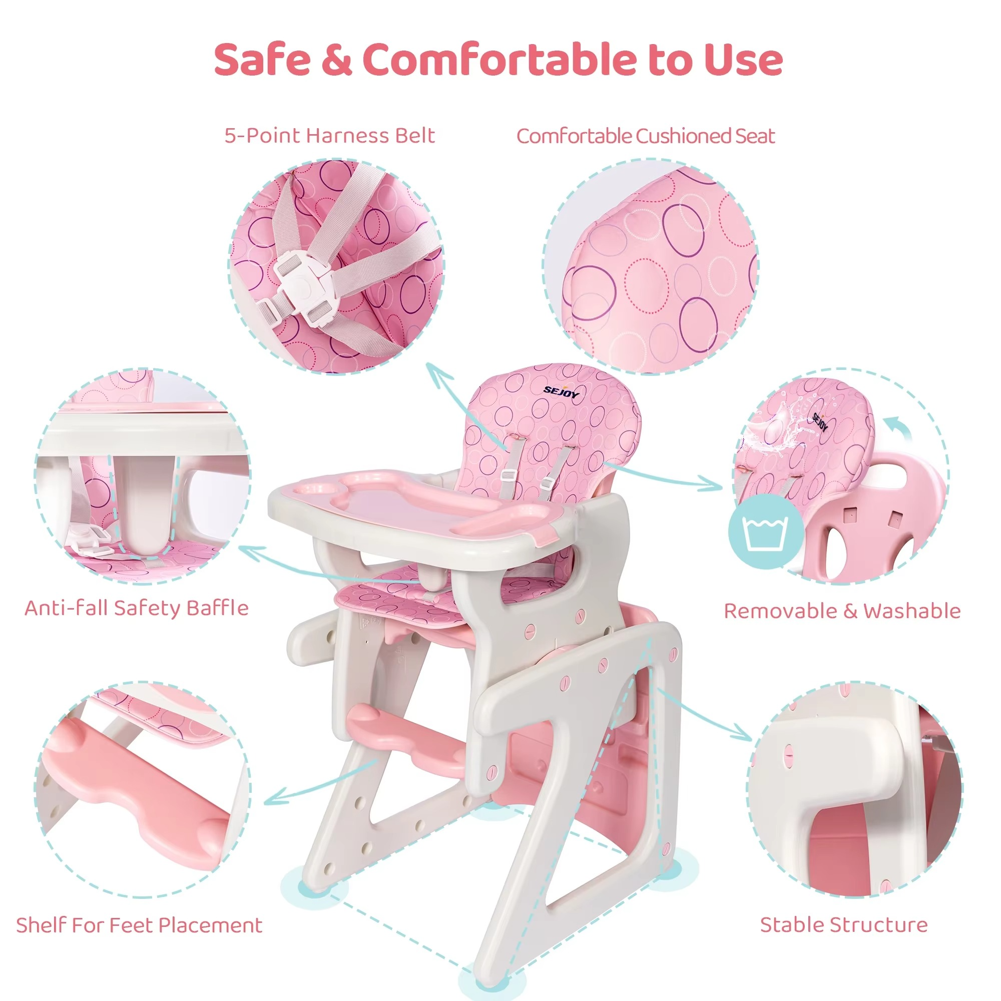 Baby Growth Chair - Convertible High Chair for Infants Toddlers, Multi-use Learning and Dining Seat for Home