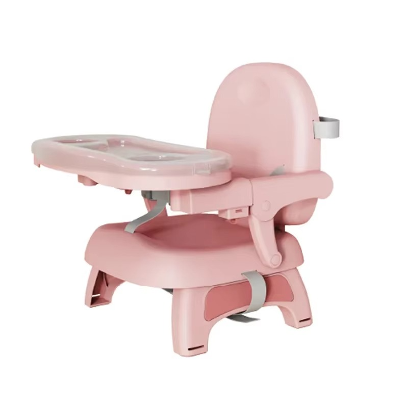 Foldable Baby Dining Chair - Adjustable Height Portable Highchair with Anti-Slip Base & Safety Harness for Home/Restaurant Use