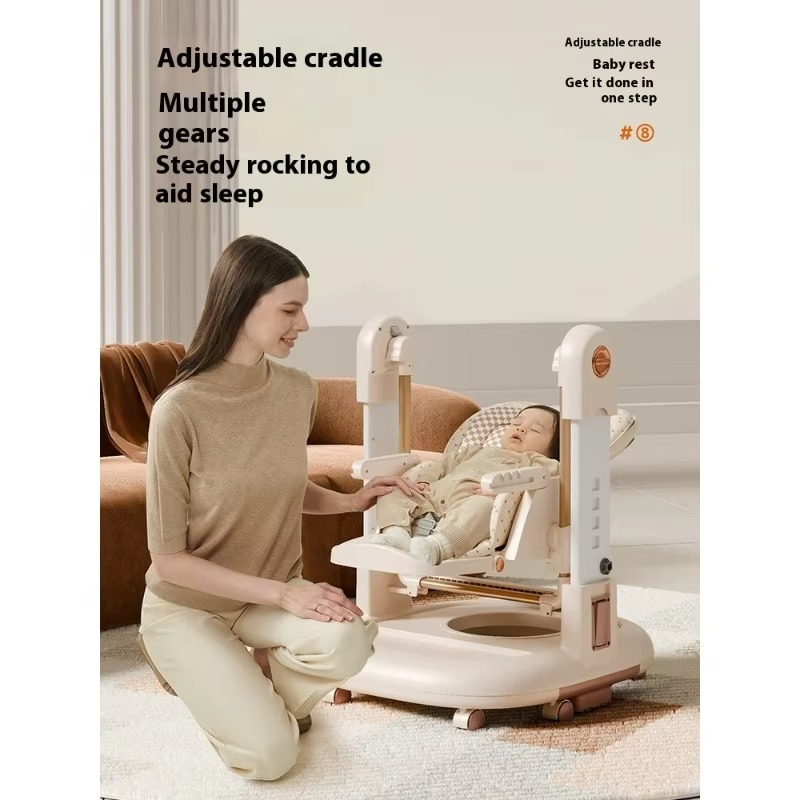 3-in-1 Baby High Chair Rocker Multi-functional Walker Home Infant Dining Seat Children's Feeding Chair