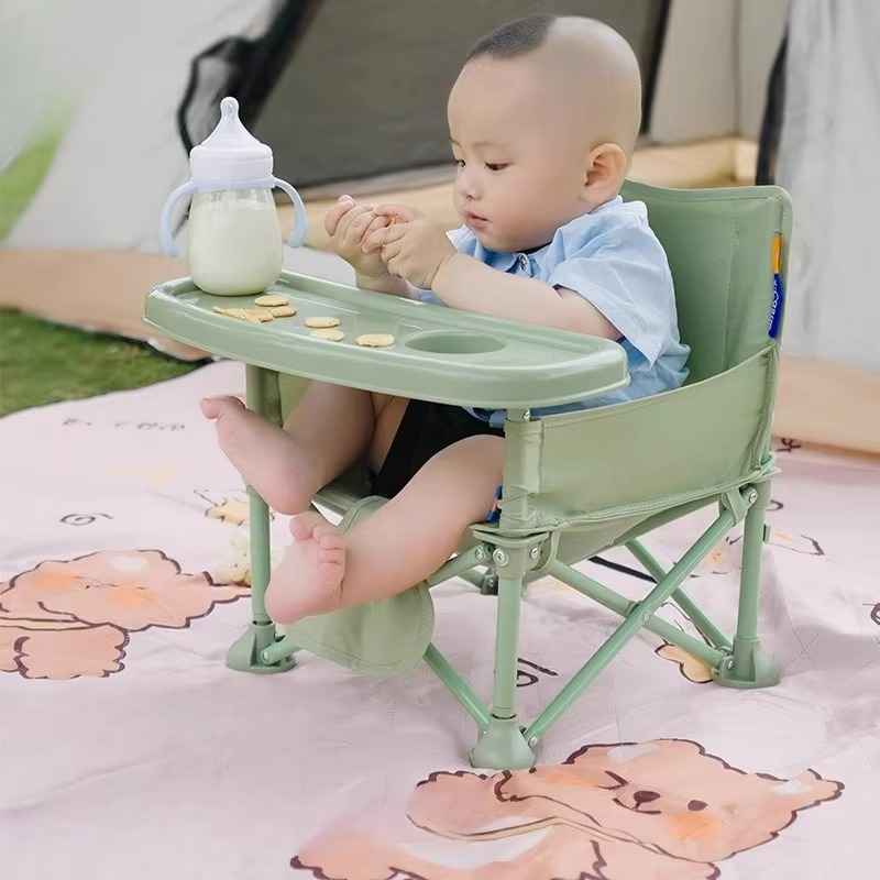 Foldable Baby Highchair with Anti-Slip Seat-Multi-Functional Feeding Chair for Outdoor Easy-Clean Portable Design for Beach