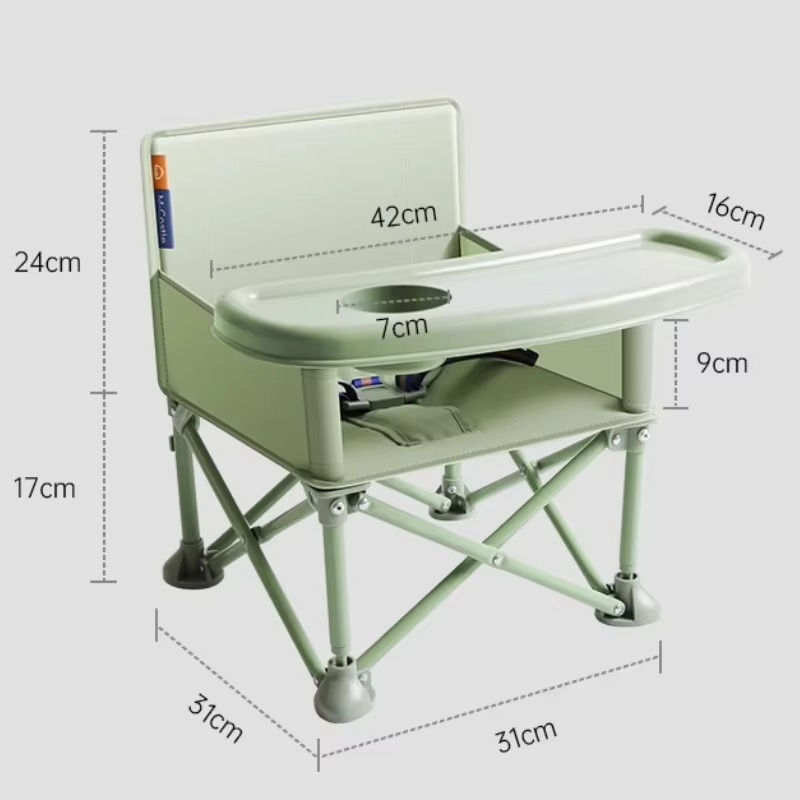 Foldable Baby Highchair with Anti-Slip Seat-Multi-Functional Feeding Chair for Outdoor Easy-Clean Portable Design for Beach