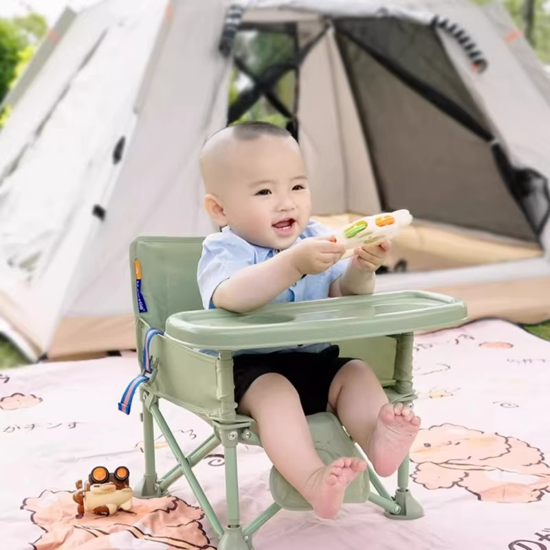 Foldable Baby Highchair with Anti-Slip Seat-Multi-Functional Feeding Chair for Outdoor Easy-Clean Portable Design for Beach