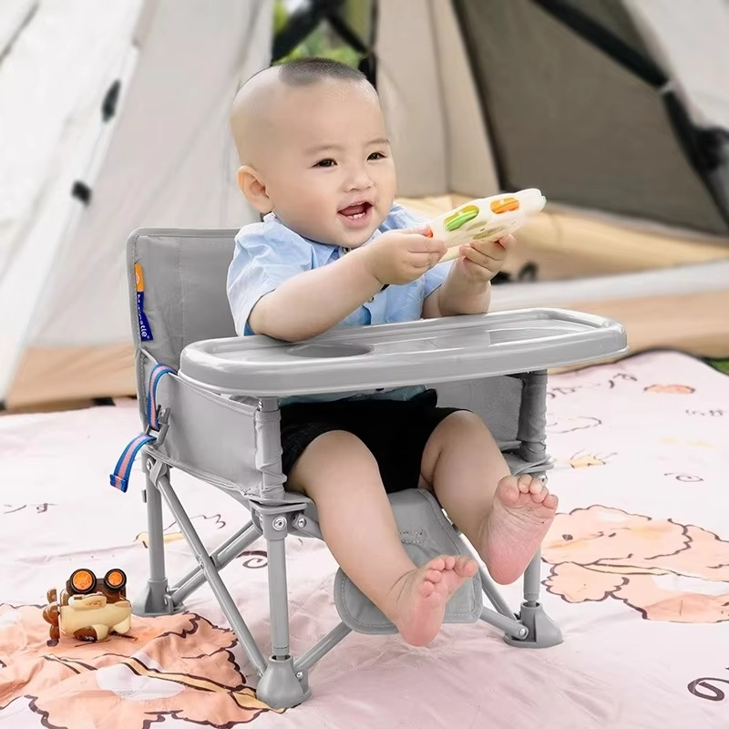 Foldable Baby Highchair with Anti-Slip Seat-Multi-Functional Feeding Chair for Outdoor Easy-Clean Portable Design for Beach