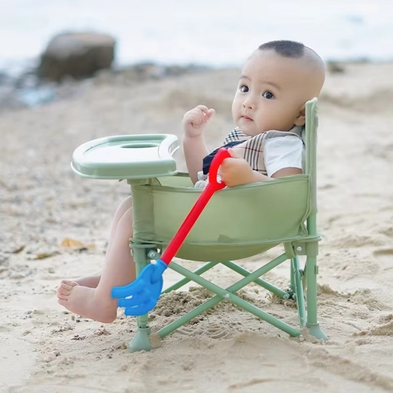 Foldable Baby Highchair with Anti-Slip Seat-Multi-Functional Feeding Chair for Outdoor Easy-Clean Portable Design for Beach