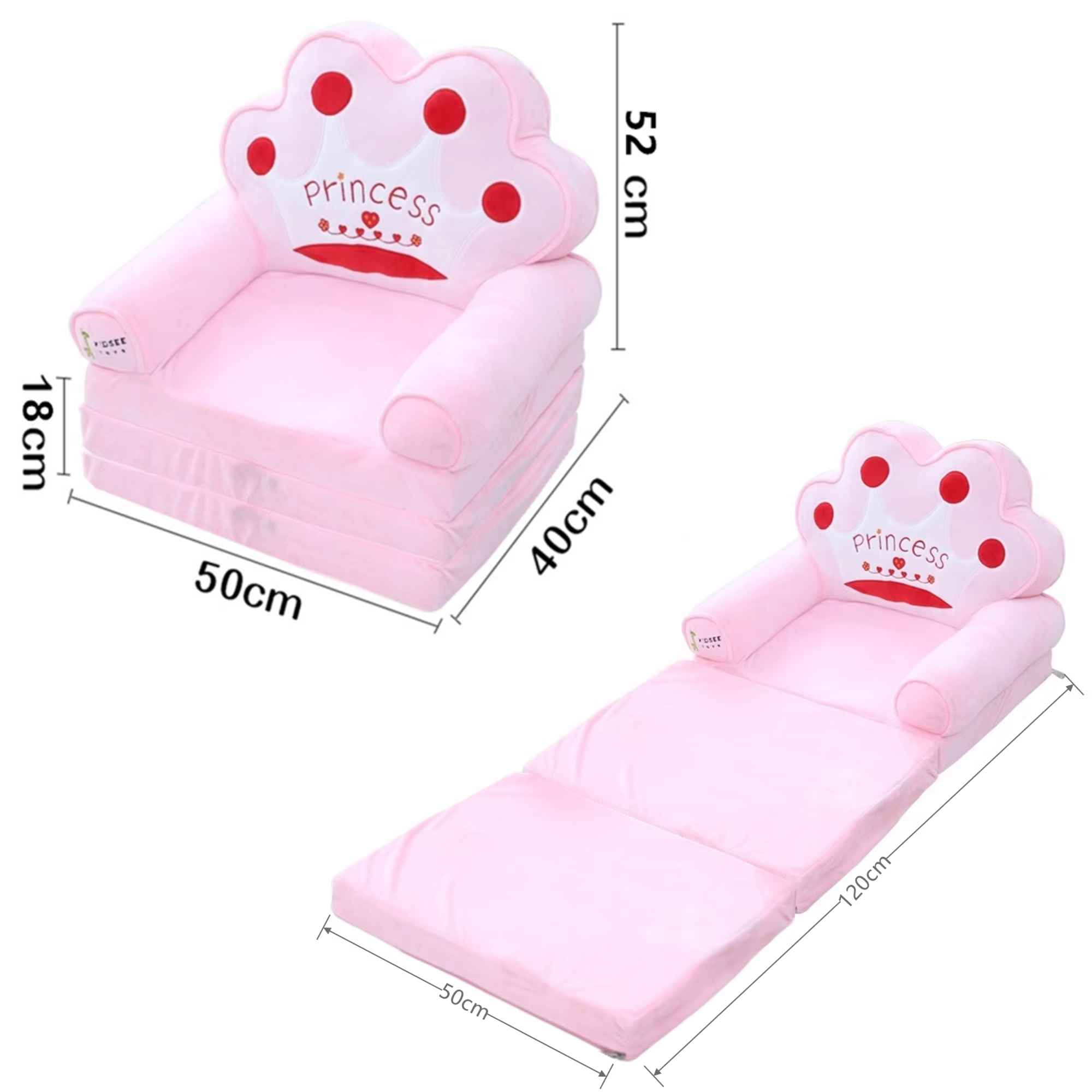 Foldable 3layers Plush Sofa Backrest Armchair 2 In 1 Princess Baby Toddler Reading Area Children's Armchair