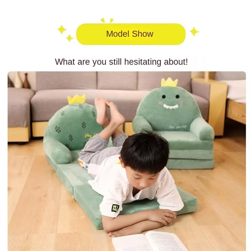 Foldable 3layers Plush Sofa Backrest Armchair 2 In 1 Princess Baby Toddler Reading Area Children's Armchair