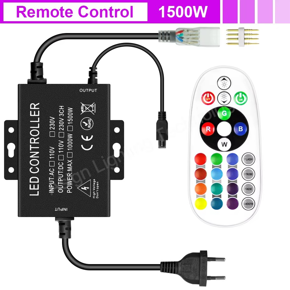 RGB Controller For 5050 2835 LED Strip Light 1500W 750W AC220V Dimmer with 24Keys Remote/Bluetooth APP/Wifi Controller Alexa