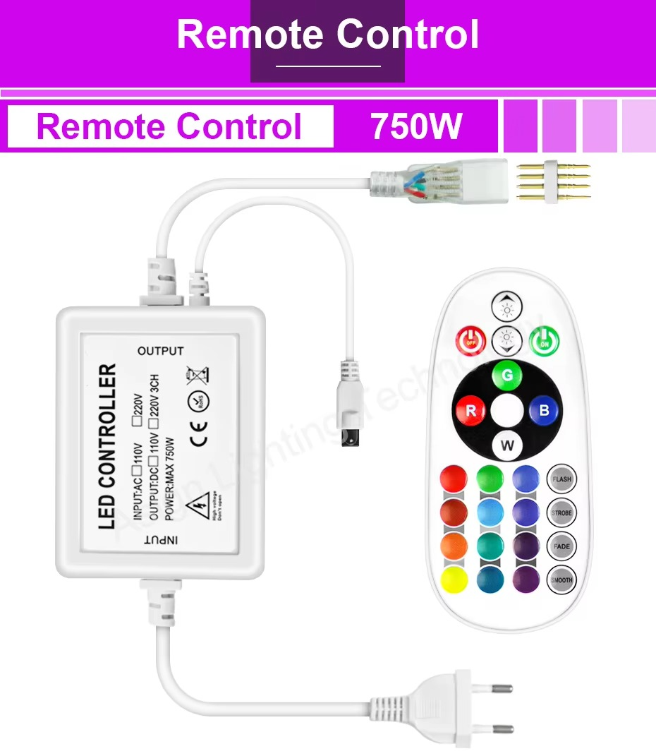 RGB Controller For 5050 2835 LED Strip Light 1500W 750W AC220V Dimmer with 24Keys Remote/Bluetooth APP/Wifi Controller Alexa