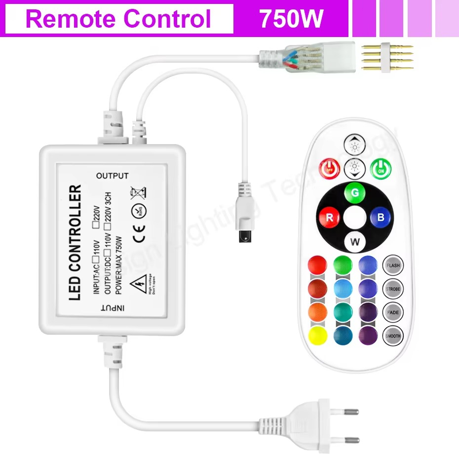 RGB Controller For 5050 2835 LED Strip Light 1500W 750W AC220V Dimmer with 24Keys Remote/Bluetooth APP/Wifi Controller Alexa