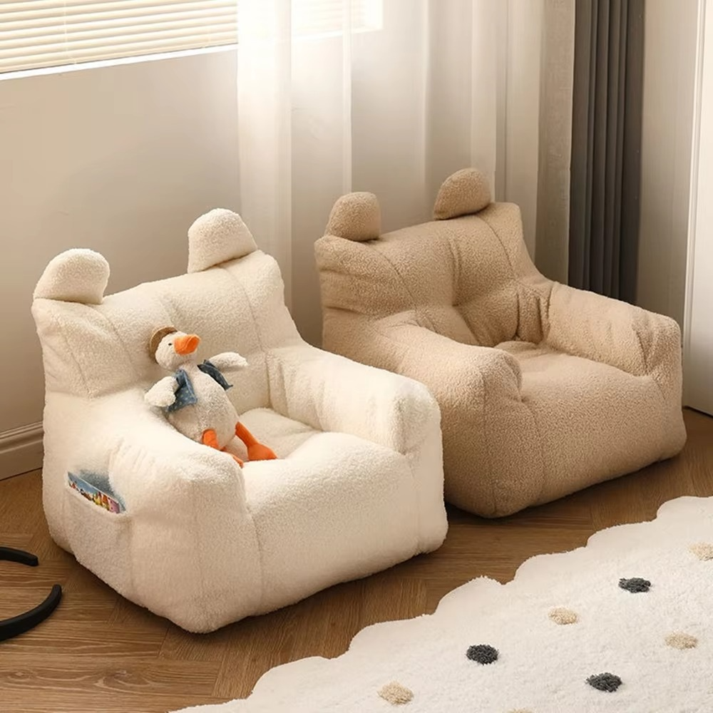 Lamb Wool Sofa Kids Children's Armchairs Bean Bag Lazy Sofa Kids Furniture Armchair Reading Book Baby Small Sofa Chair