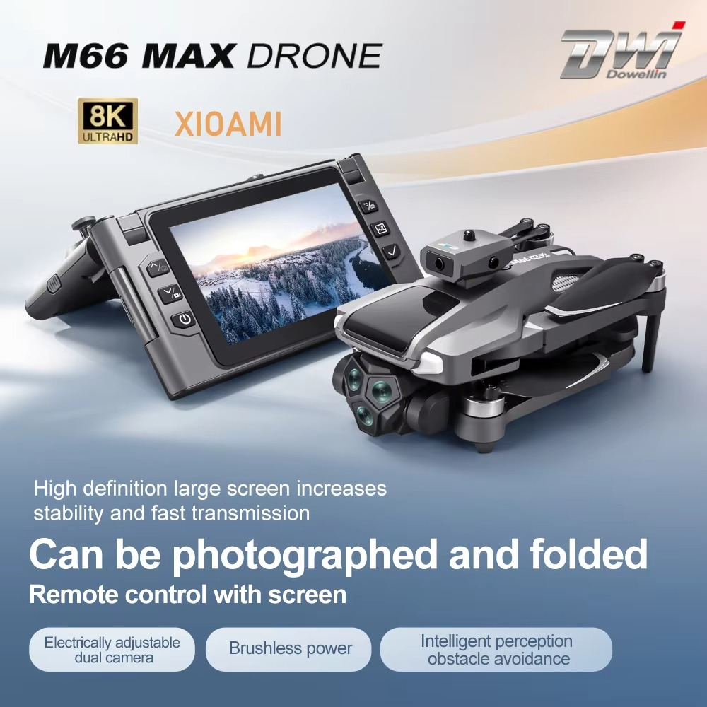 M66 Drone 8K Folding Remote Control With Camera And Screen 5G FPV Camera Quadcopter Brushless Motor RC Quadcopter