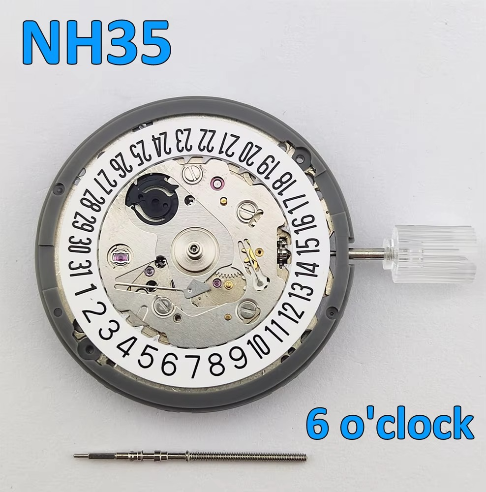 NH35 Mechanical Movement 6 o'clock Crown White Date Automatic Watch Movt Replace Kit High Accuracy Japan Original NH35 Movement