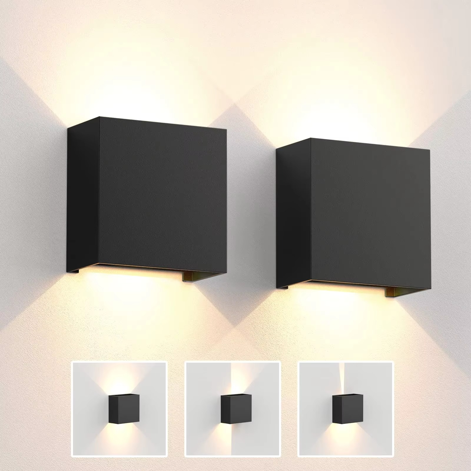 LED Wall Sconces 2Pack 6W Modern Indoor Outdoor IP65 Wall Lamp, Up Down Wall Mount Lights for Living Room Hallway Bedroom