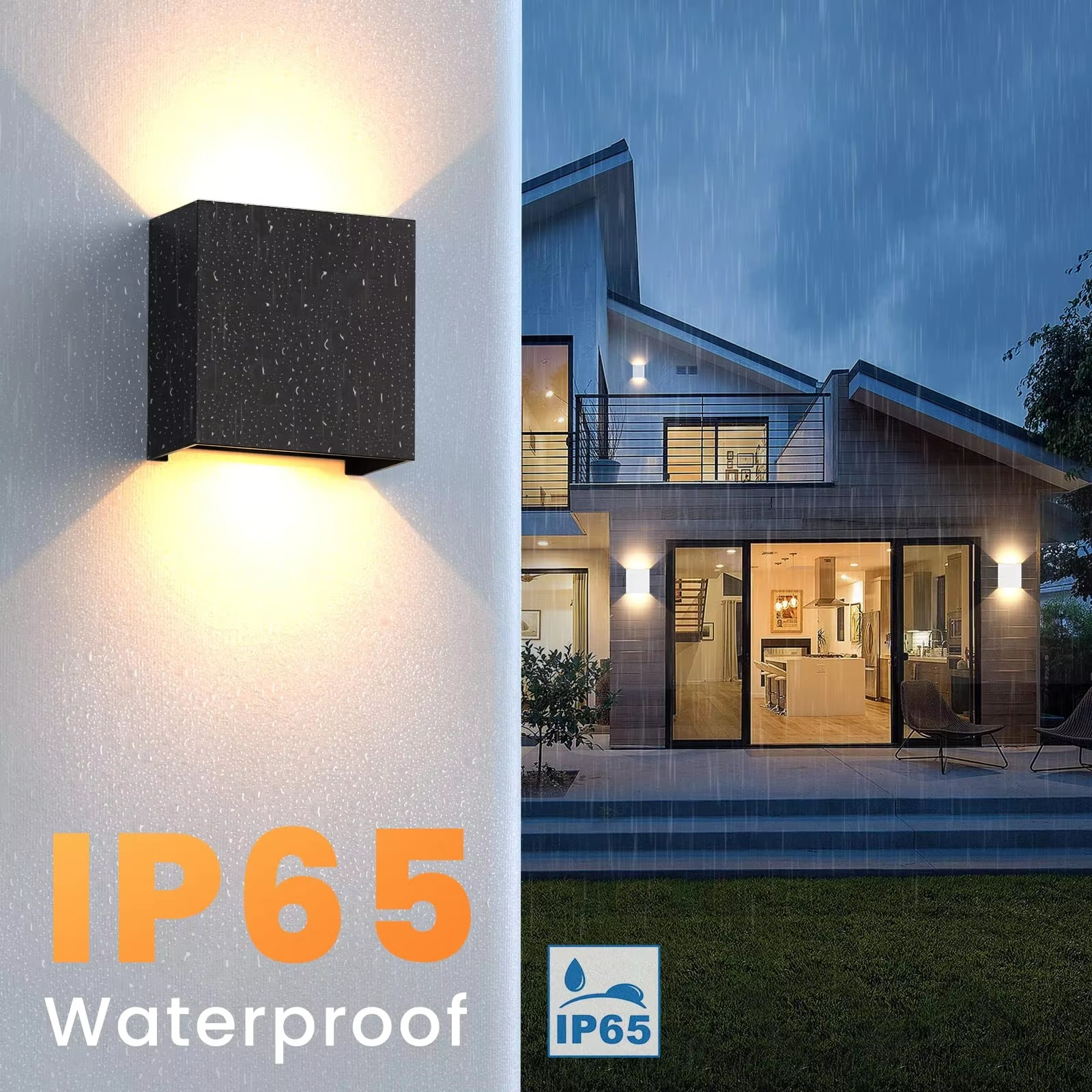 LED Wall Sconces 2Pack 6W Modern Indoor Outdoor IP65 Wall Lamp, Up Down Wall Mount Lights for Living Room Hallway Bedroom