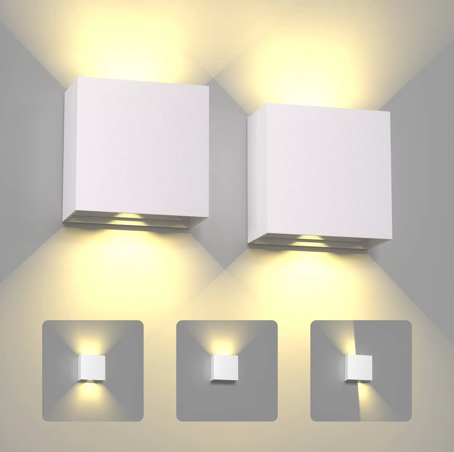 LED Wall Sconces 2Pack 6W Modern Indoor Outdoor IP65 Wall Lamp, Up Down Wall Mount Lights for Living Room Hallway Bedroom