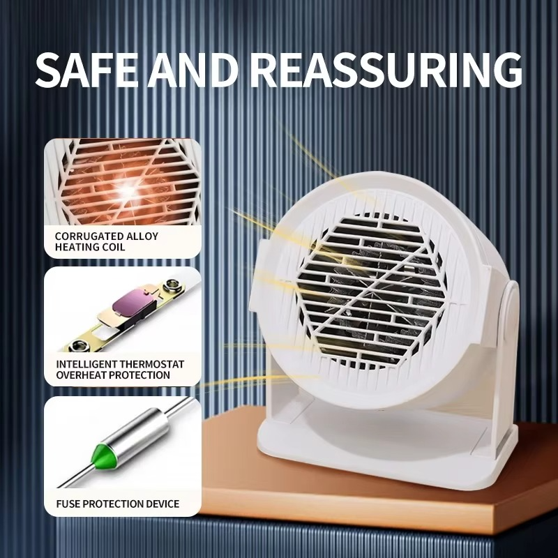 Heating and Cooling Small Heater Home Bedroom Dormitory Office Energy Saving Safety Quiet Rotating Shaking Head Electric Heater